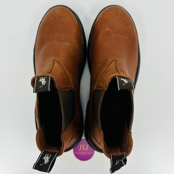 Polo Ralph Lauren Men's Oslo Brown Tumbled Leather Lug Chelsea Boots Size 7D - Picture 9 of 11
